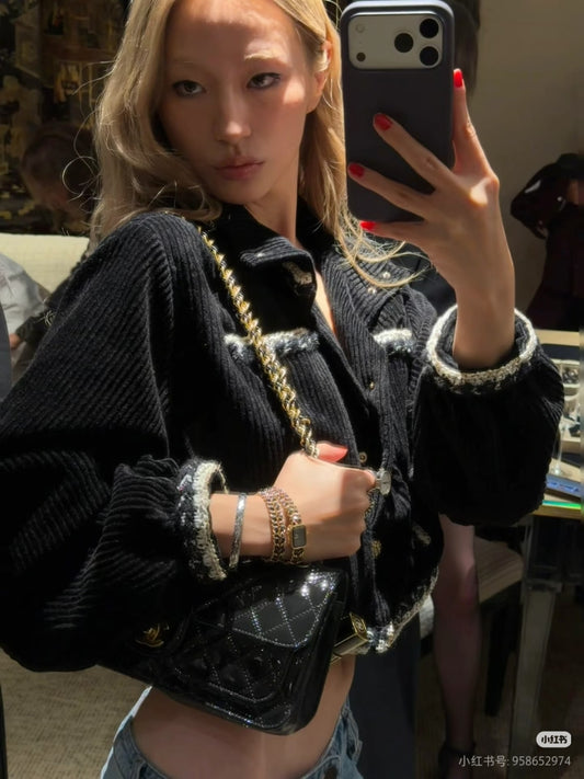 Cha**corduroy jacket black