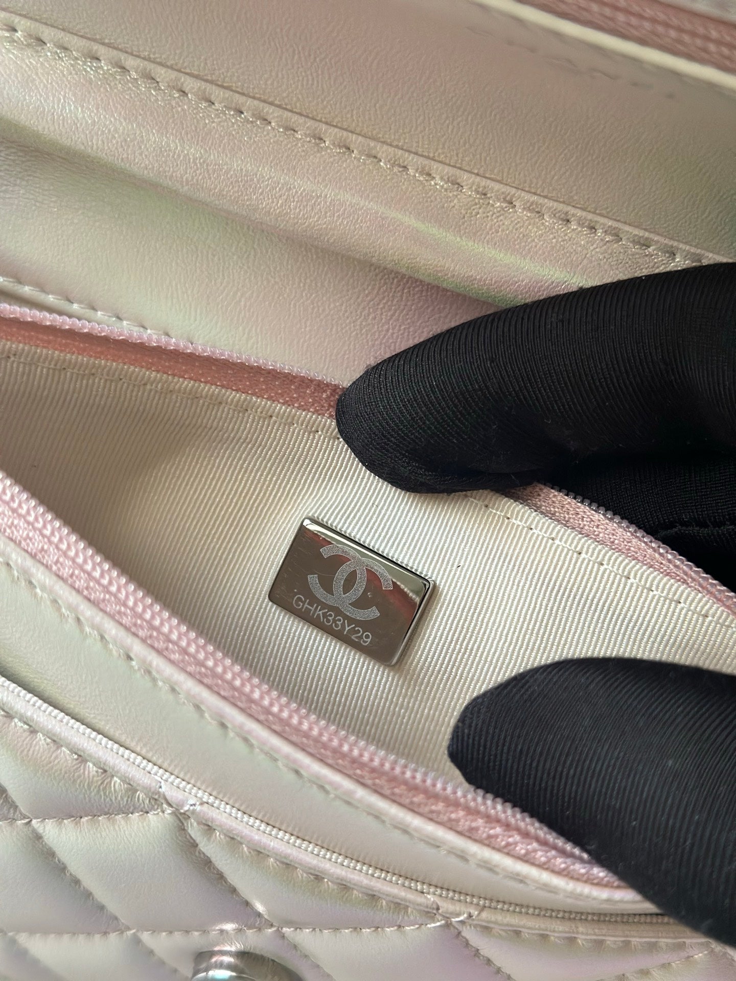 Cha**WOC flight attendant bag pearlescent lambskin