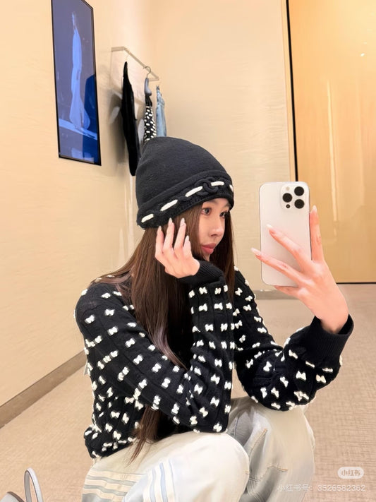 Cha**25fw bow Knit Sweater