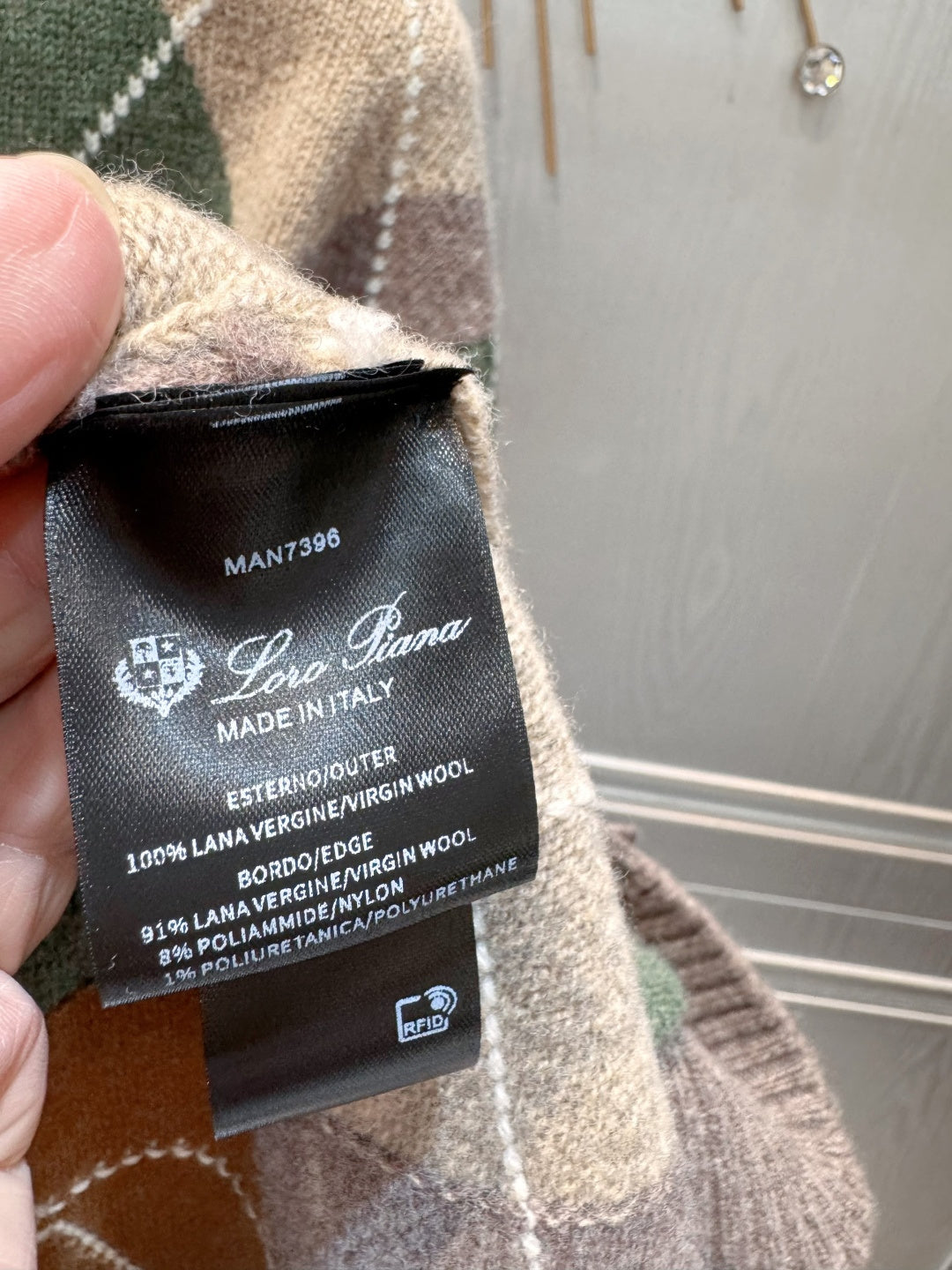 Baby**25fw old Money Style Diamond Pattern Knitted Wool Cardigan