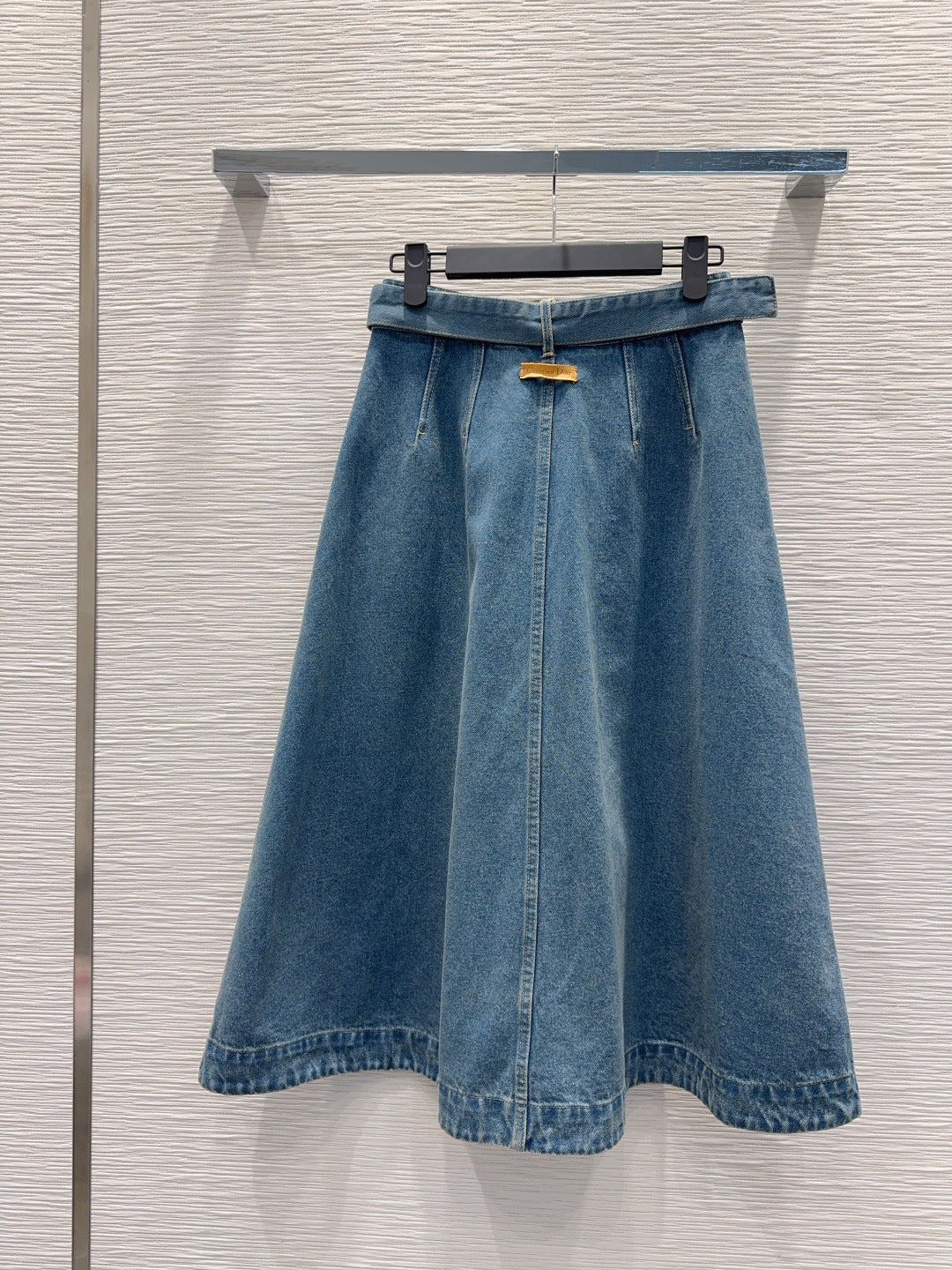 Cd 25fw denim belted A-line skirt