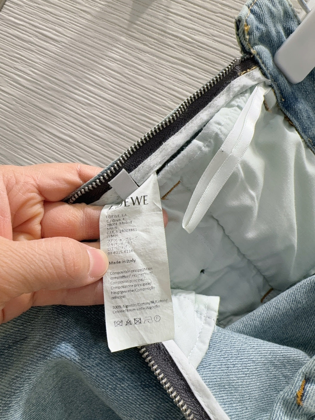 Lew 25fw zippered leather patch denim suit