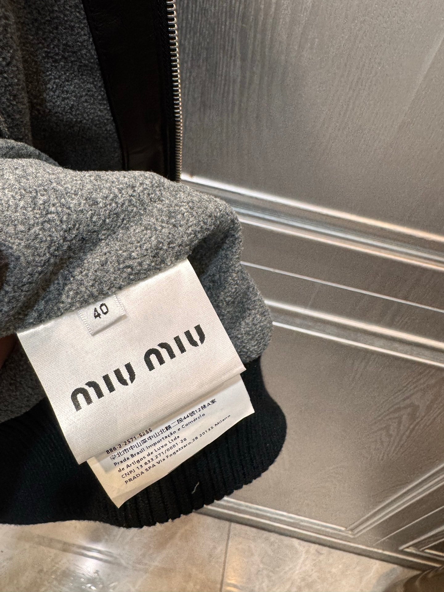 Miu**25fw black genuine leather jacket unisex