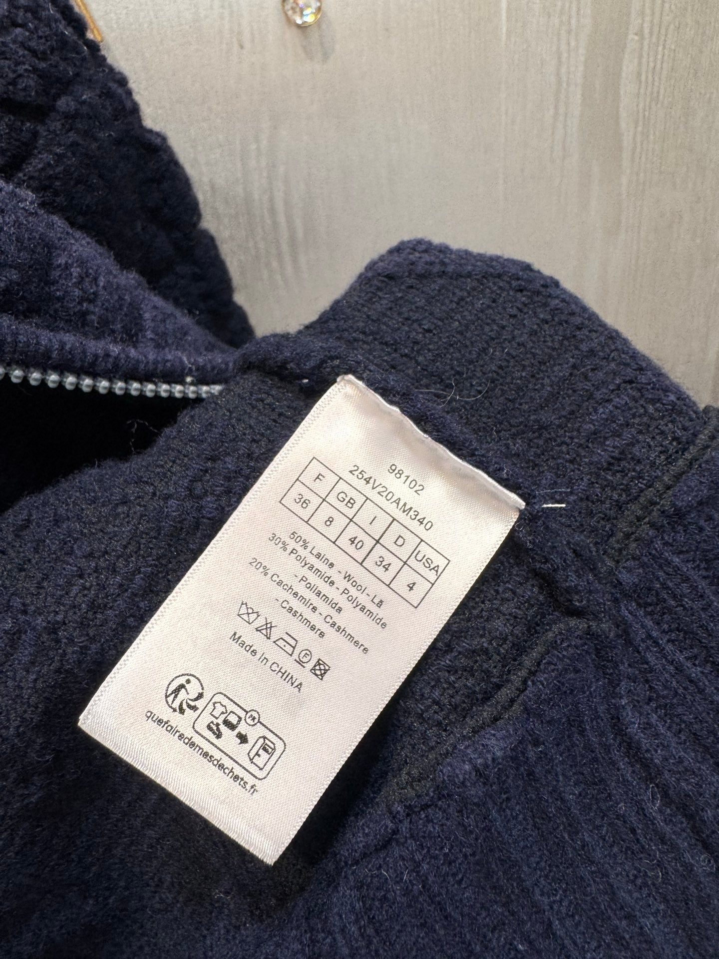 Cd**25fw new dark blue cannage knit zip-up jacket