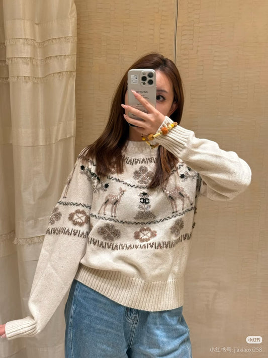 Cha**25N new ski season deer sweater