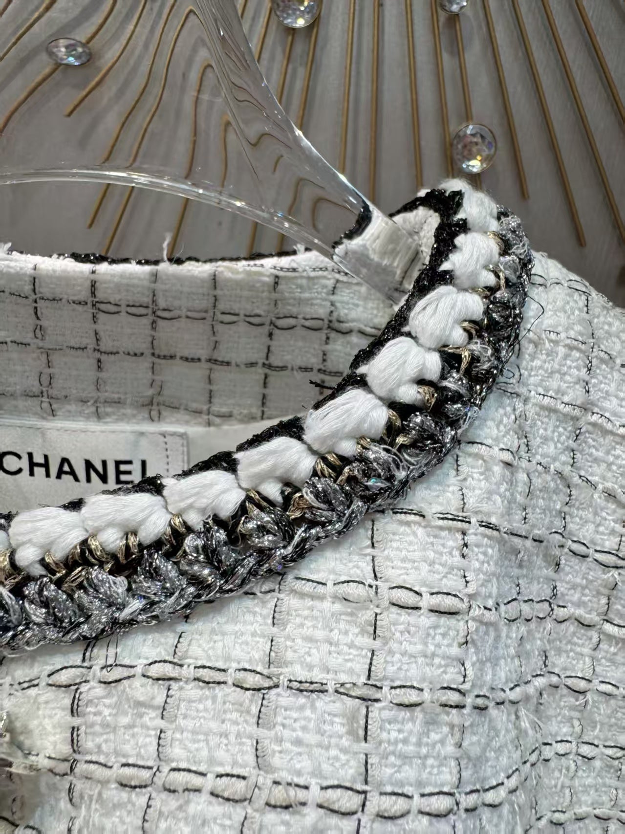 Cha**25fw small checkered cape-style coat