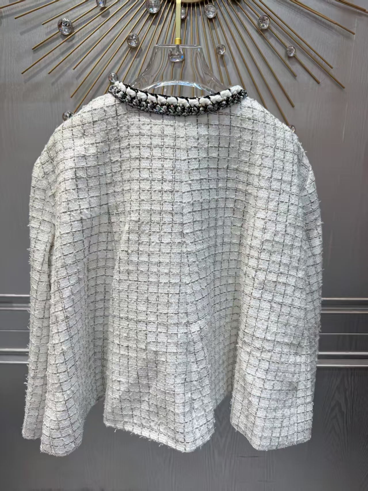 Cha**25fw small checkered cape-style coat