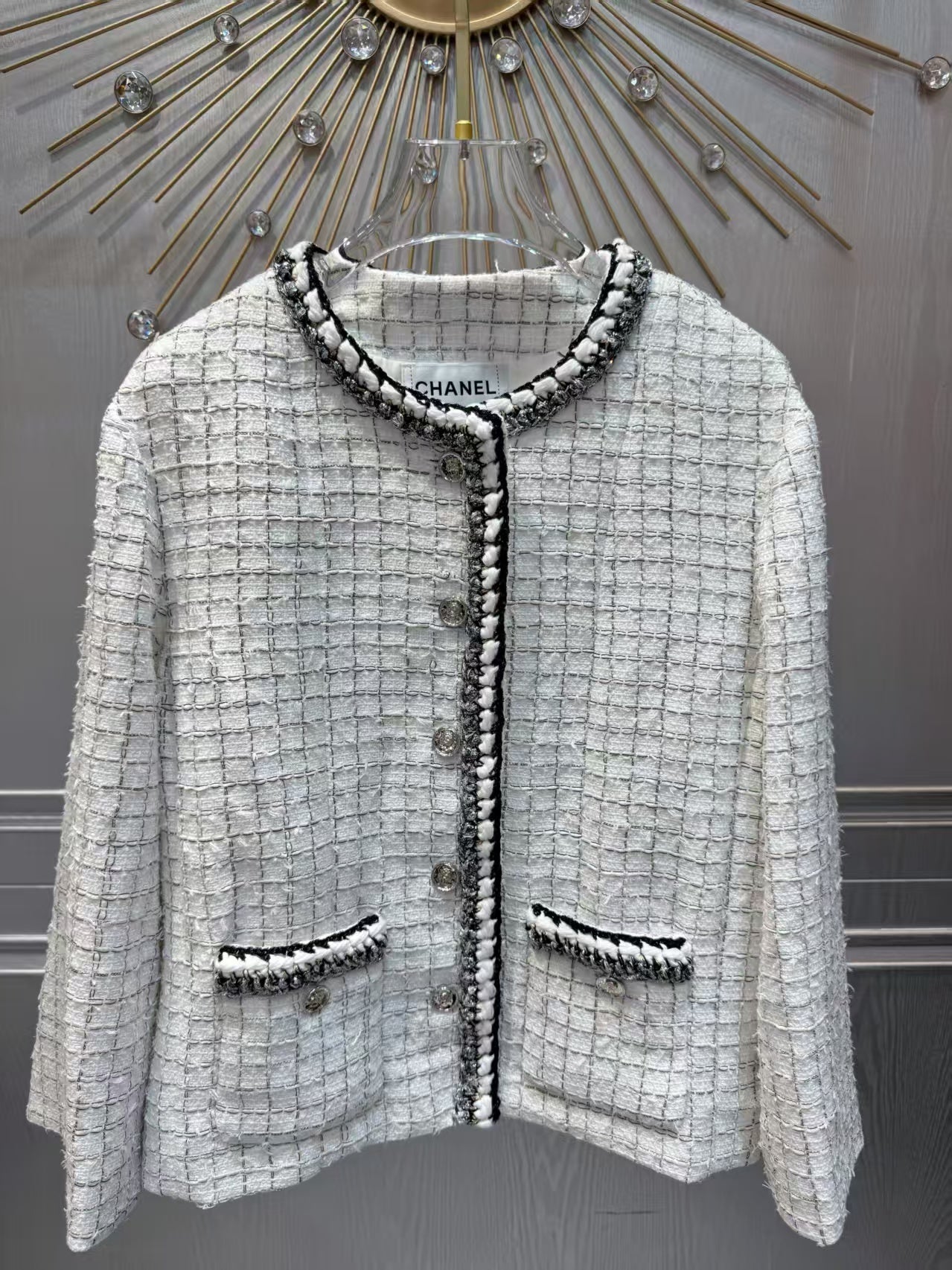 Cha**25fw small checkered cape-style coat
