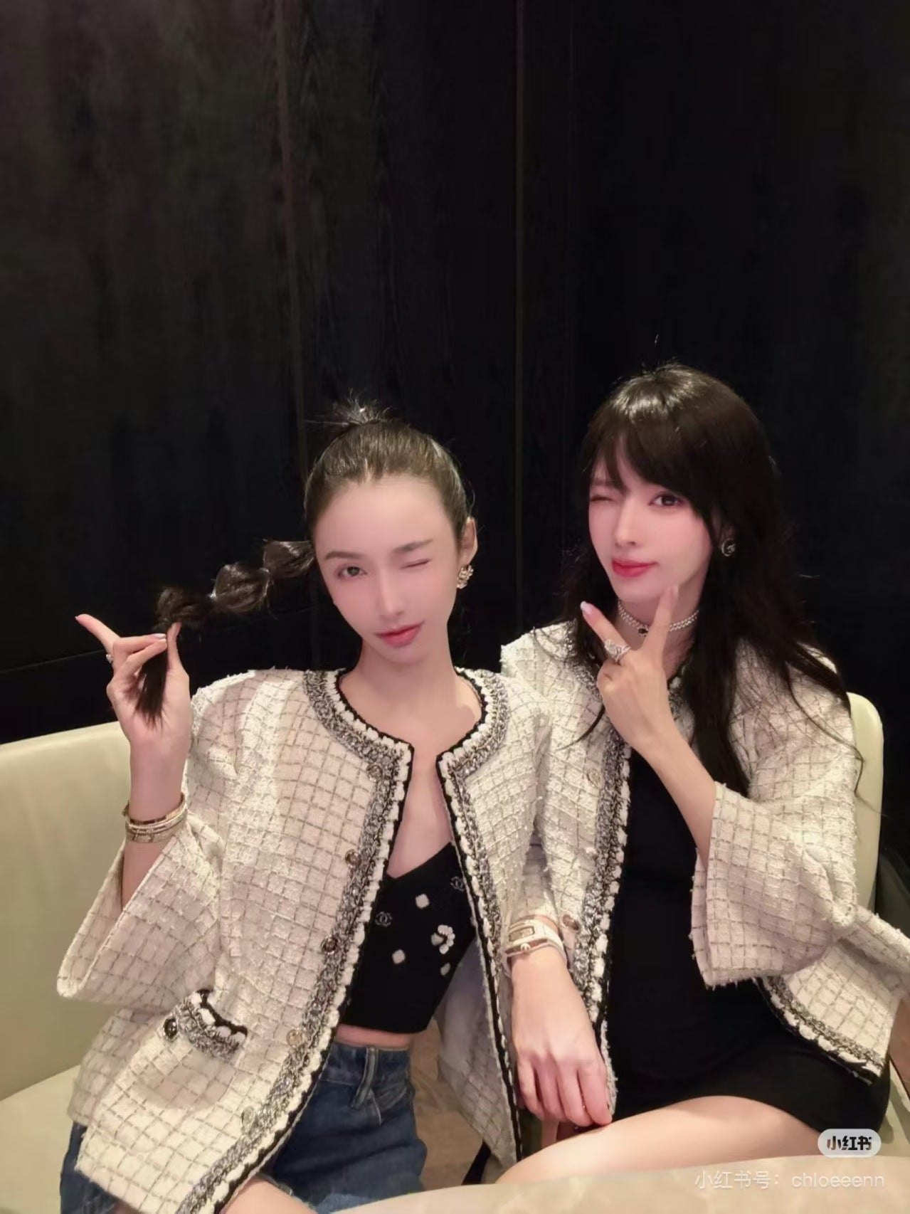 Cha**25fw small checkered cape-style coat