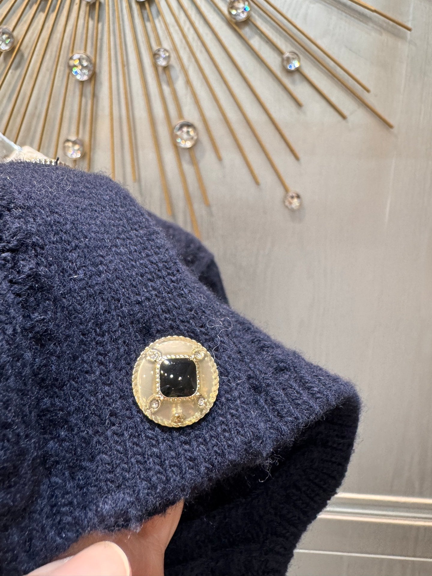 Cha**fw 25n ski-themed knit cardigan in black and white