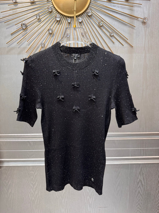 Cha 25fw New arrival: Starry Sky Bow Knitted Wool Sweater