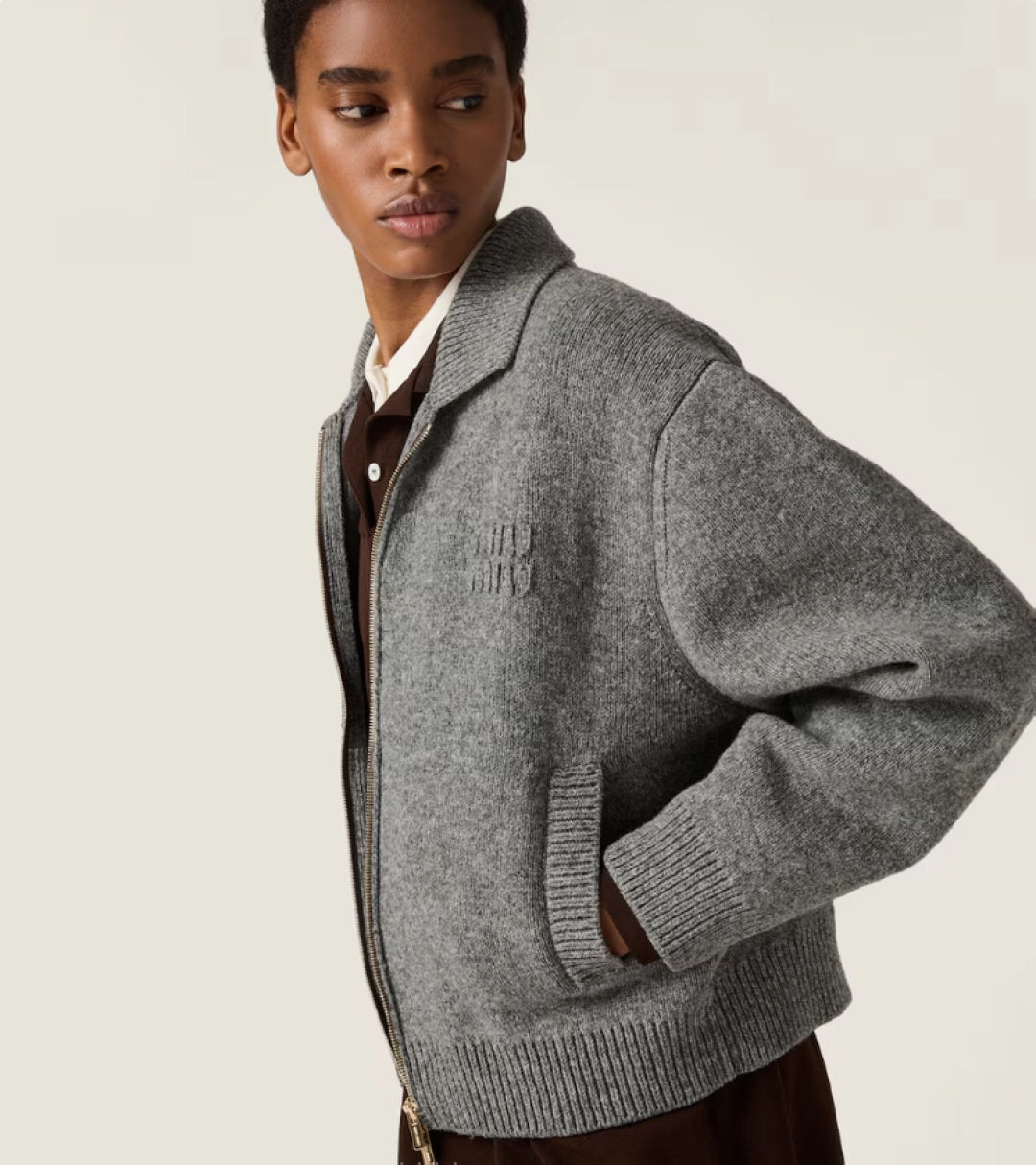 Mu 25fw wool sweater coat