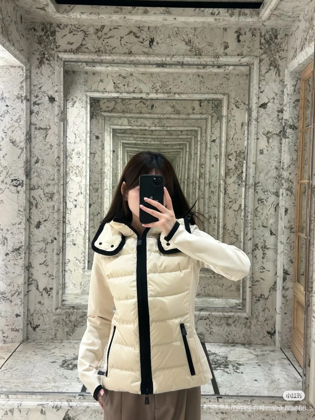 Cha 25fw spliced thin down jacket