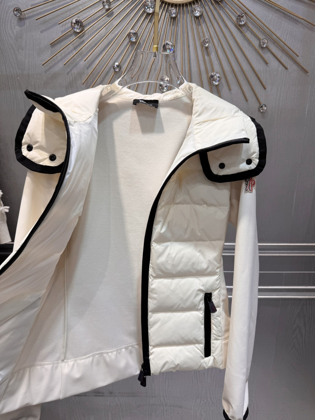 Cha 25fw spliced thin down jacket