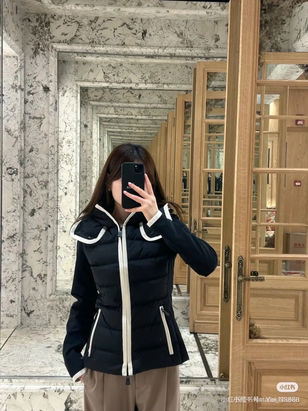 Cha 25fw spliced thin down jacket