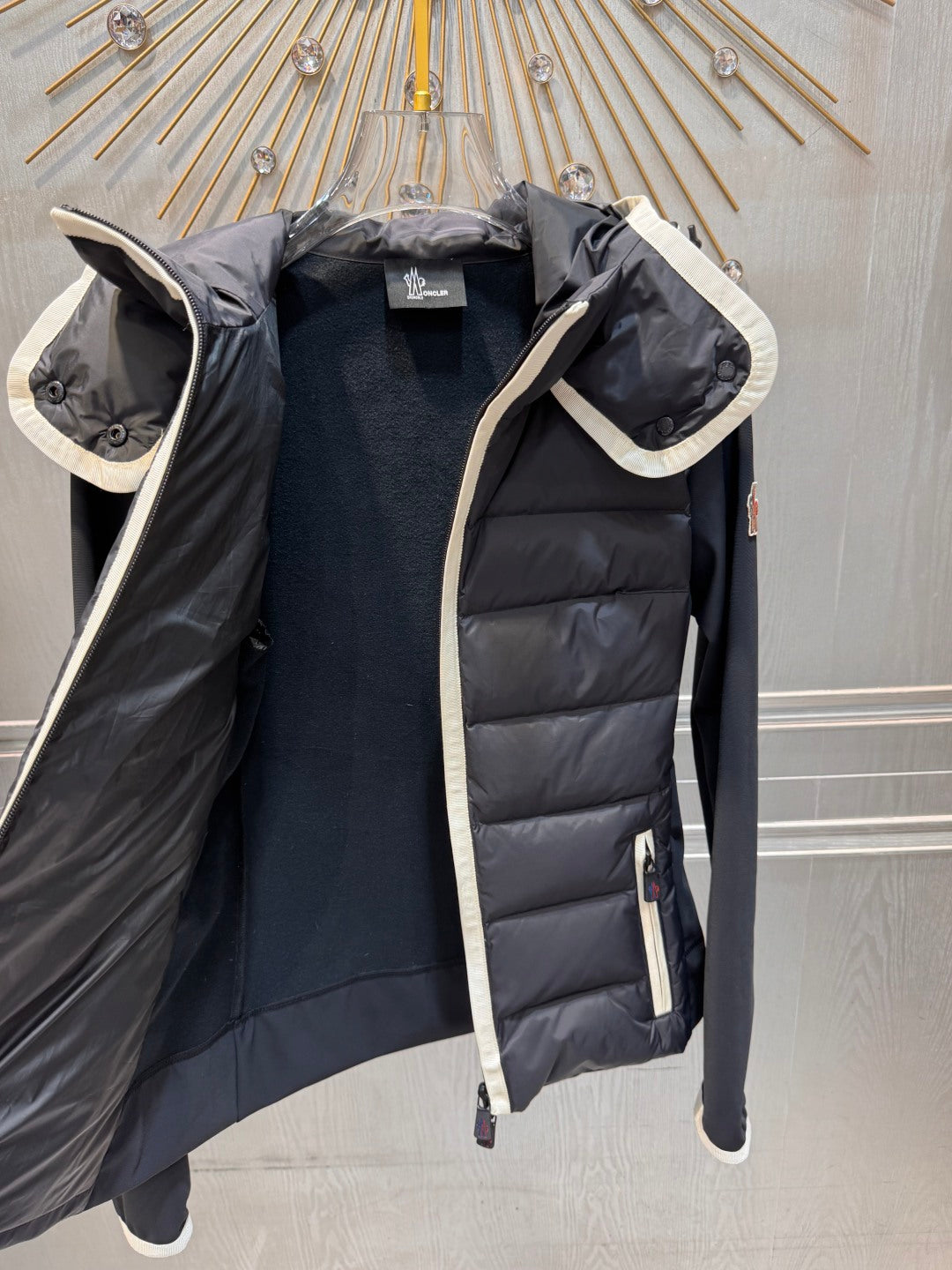 Cha 25fw spliced thin down jacket