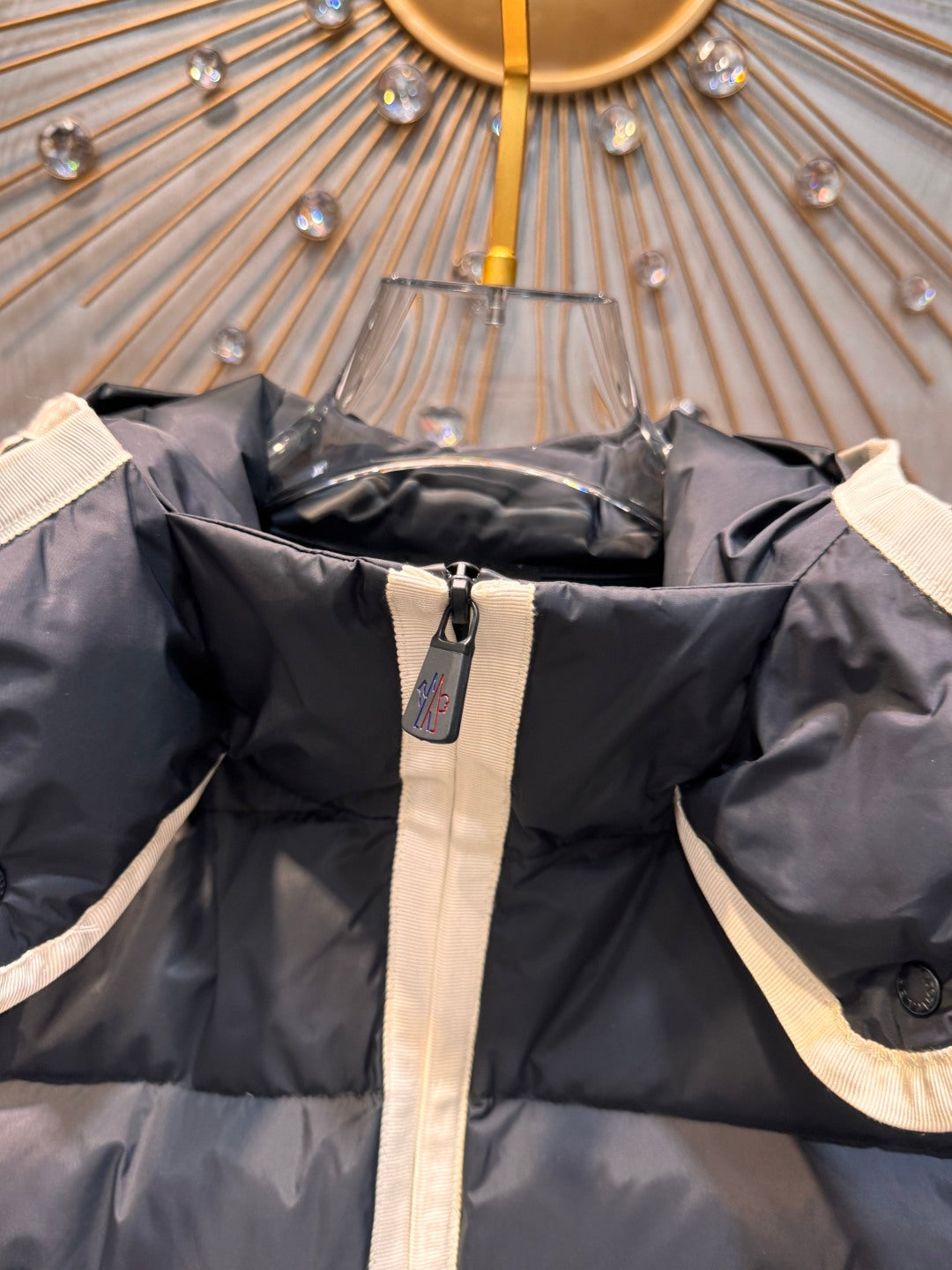 Cha 25fw spliced thin down jacket