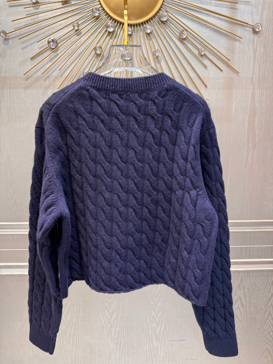 Mu 25fw Navy blue knitted wool sweater