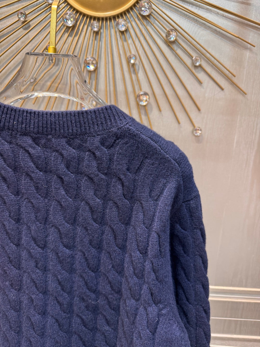 Mu 25fw Navy blue knitted wool sweater