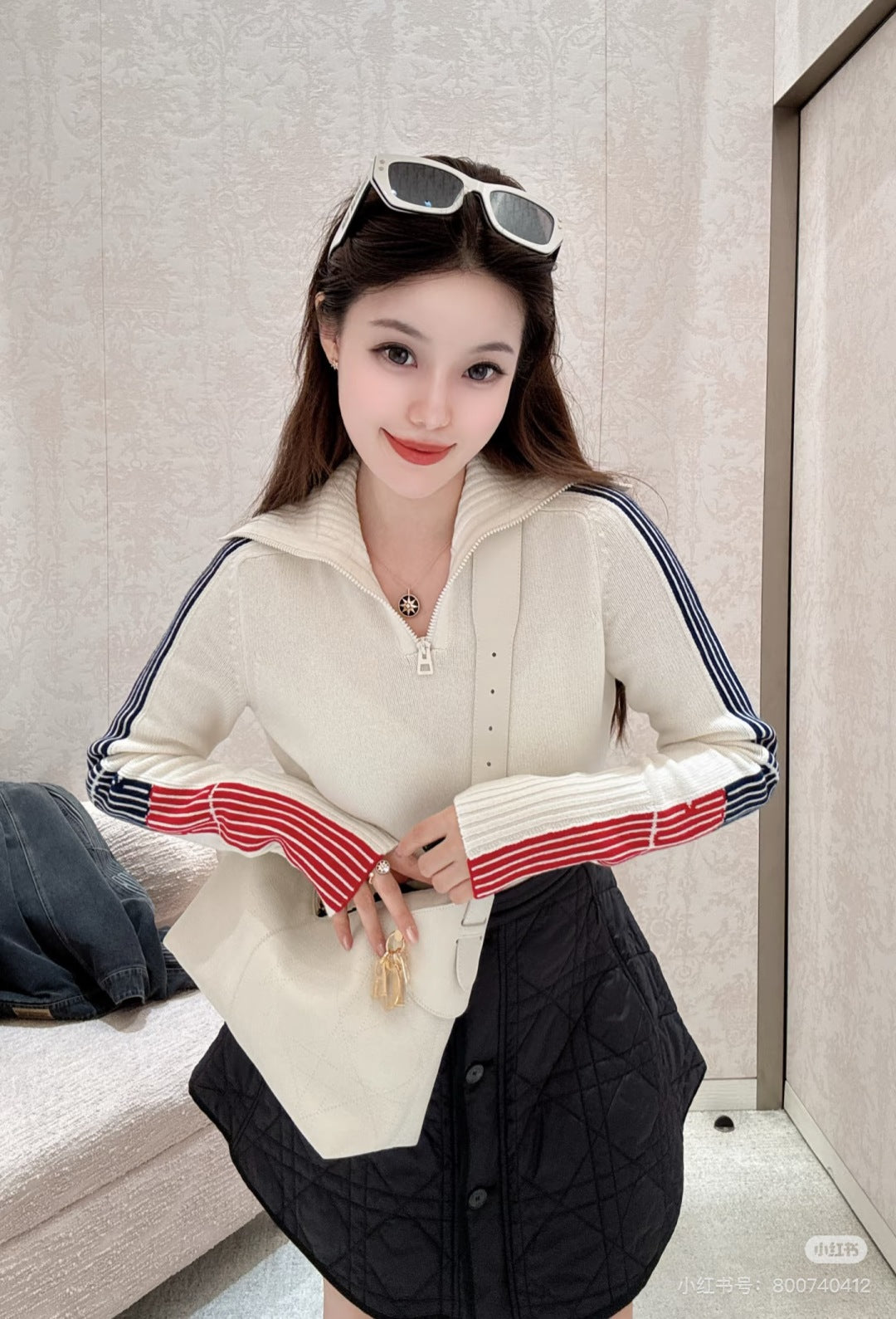 Cd 25fw White knit sweater