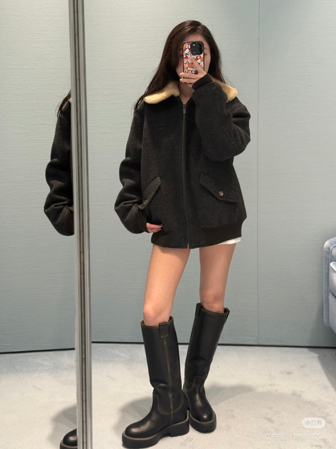 Mu 25fw grey wool coat