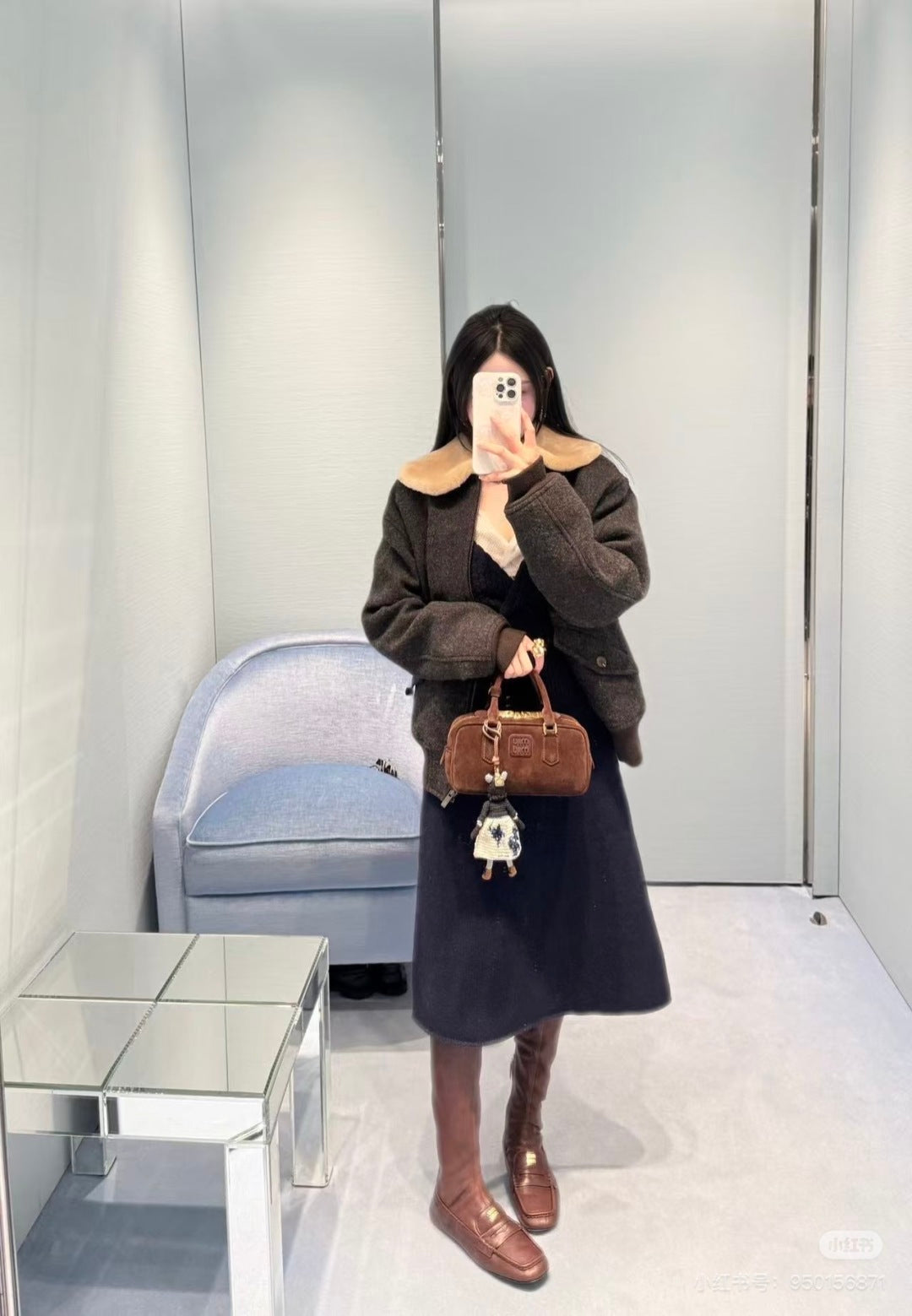 Mu 25fw grey wool coat