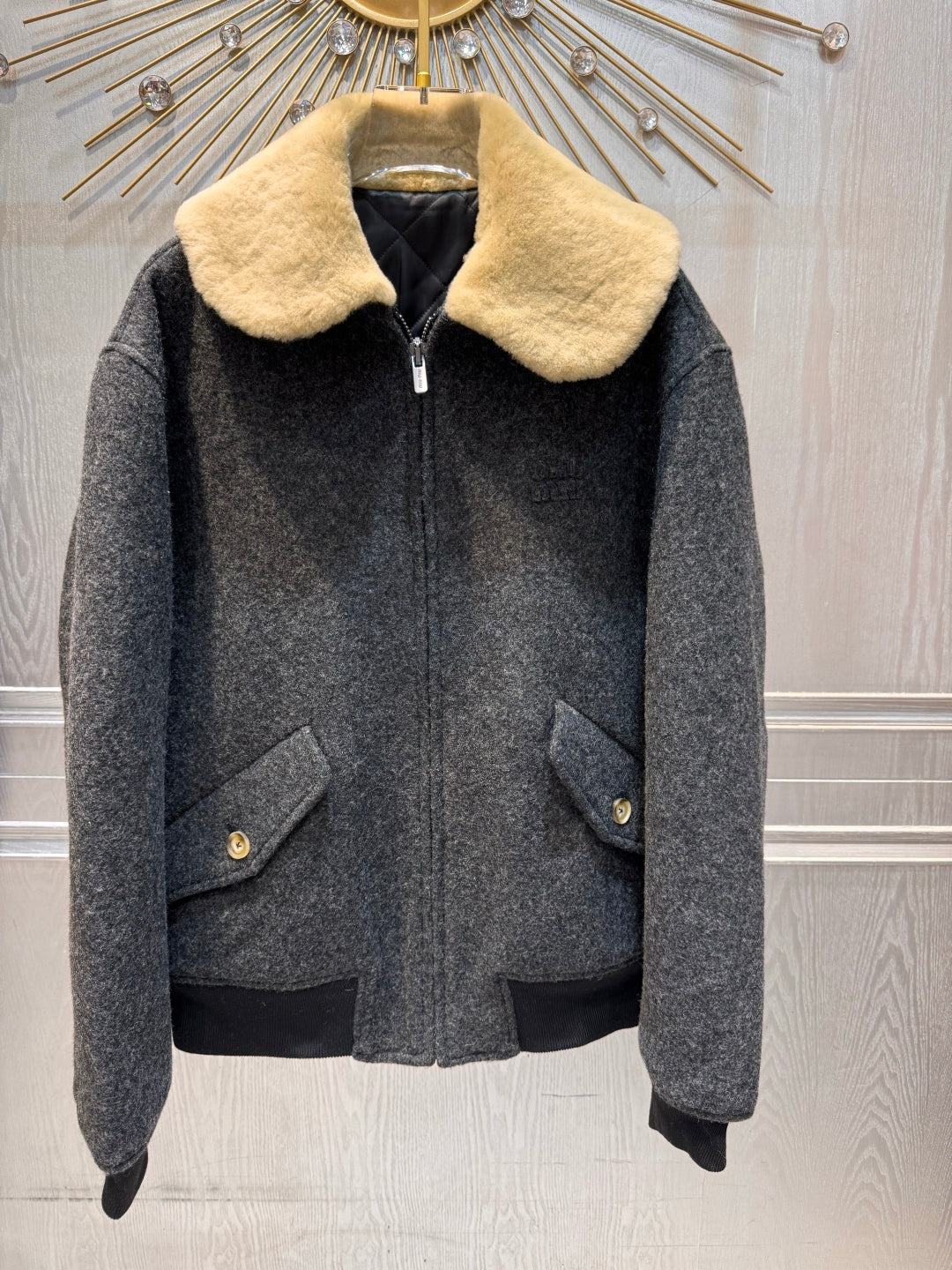 Mu 25fw grey wool coat