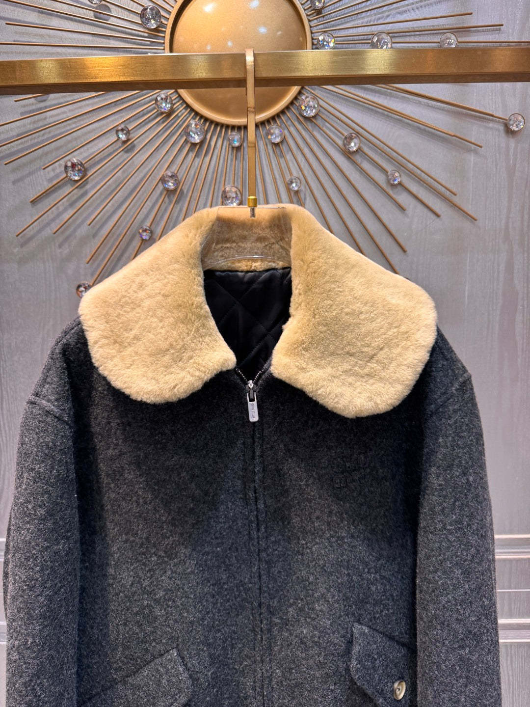 Mu 25fw grey wool coat