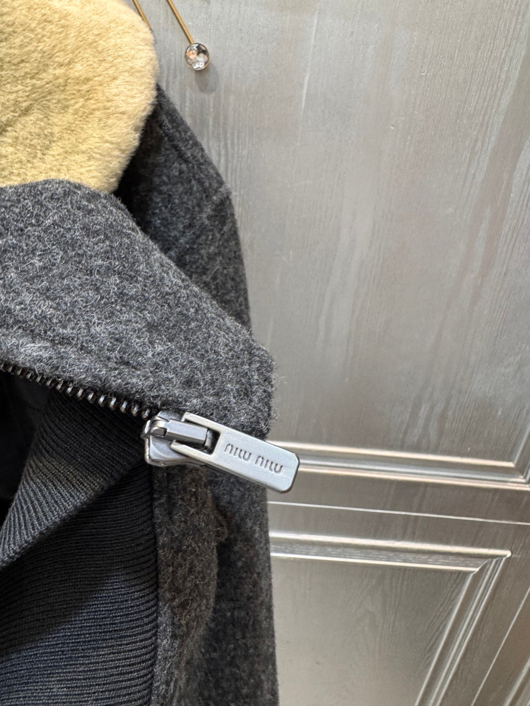 Mu 25fw grey wool coat