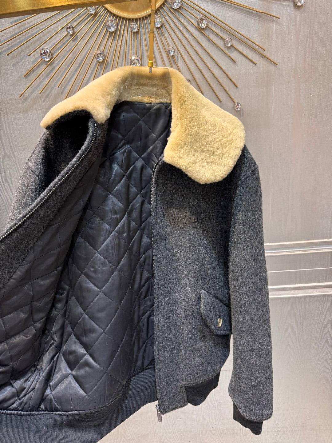 Mu 25fw grey wool coat