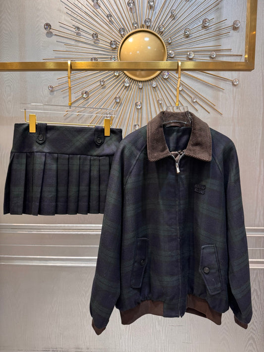 Mu 25fw Green plaid wool suit