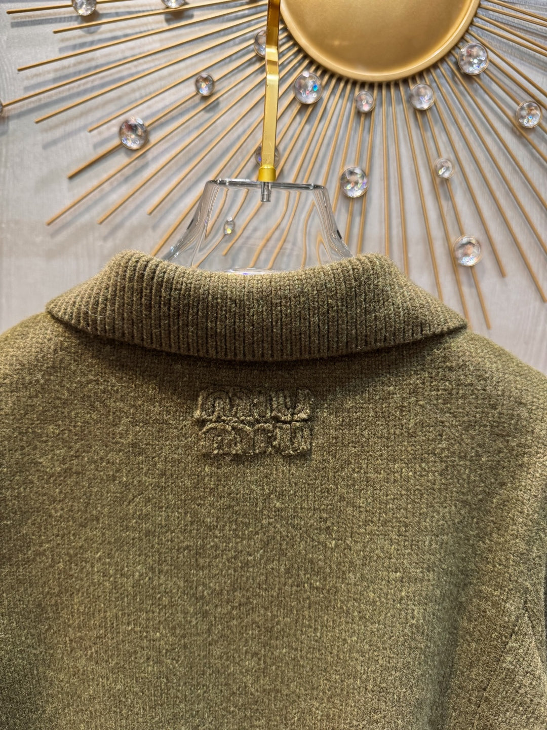 Mu 25fw Dark green wool cardigan