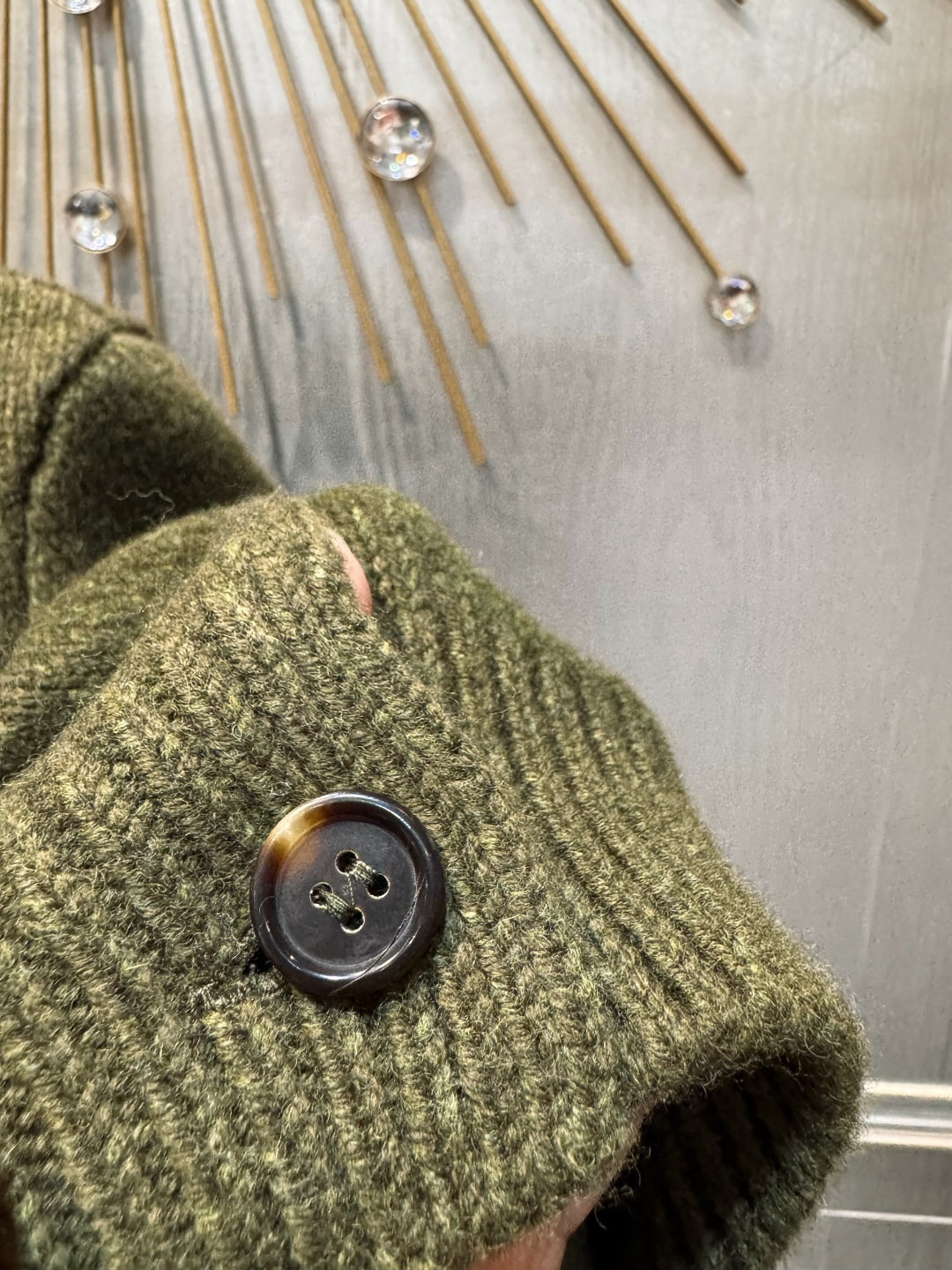 Mu 25fw Dark green wool cardigan