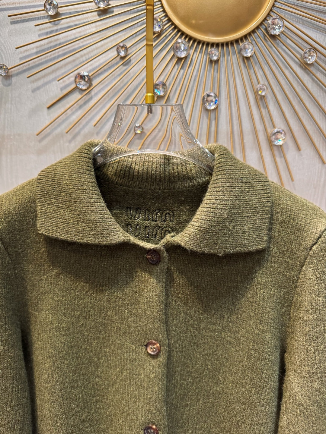 Mu 25fw Dark green wool cardigan