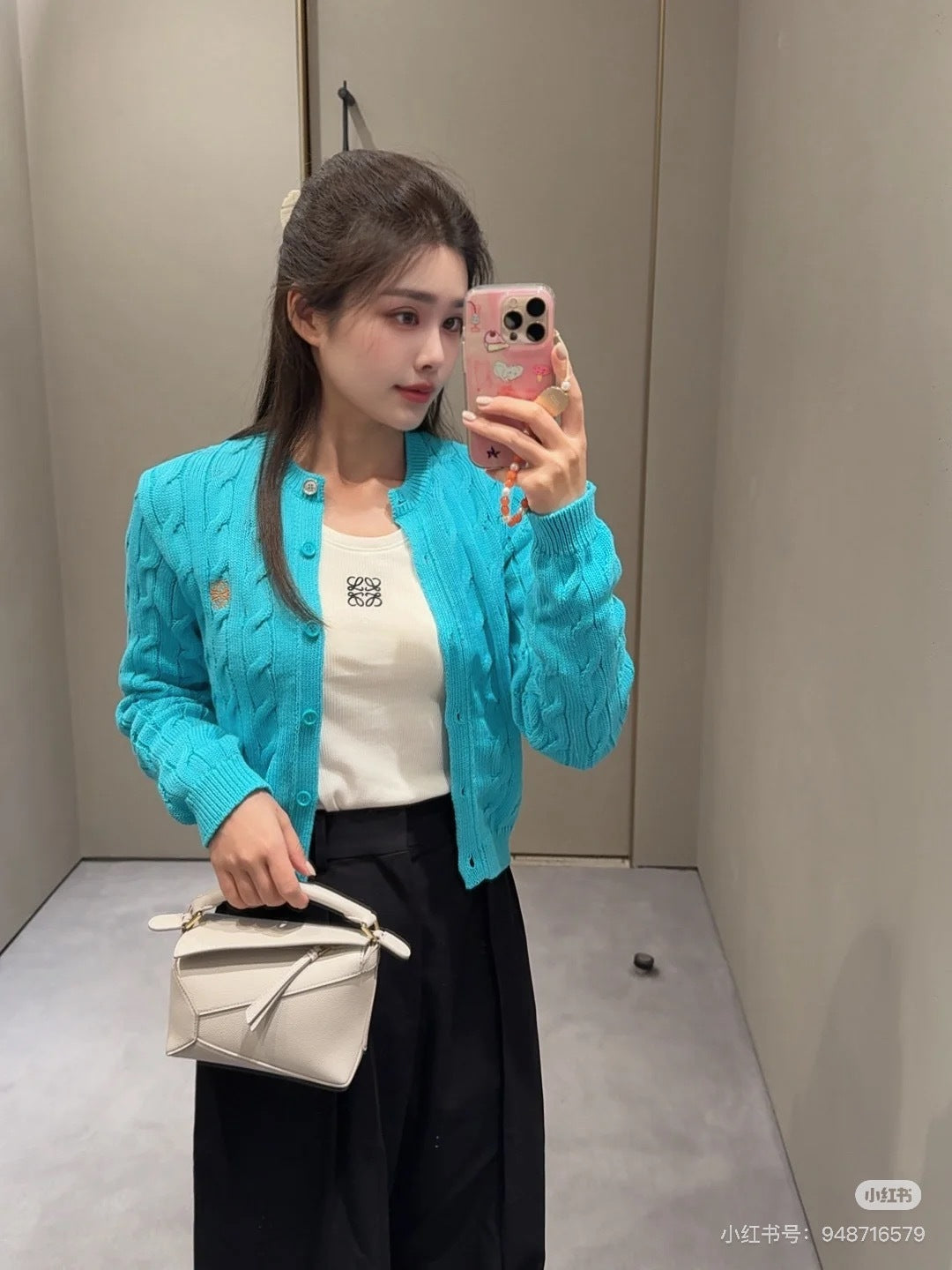 Cle 25fw Turquoise knit cardigan