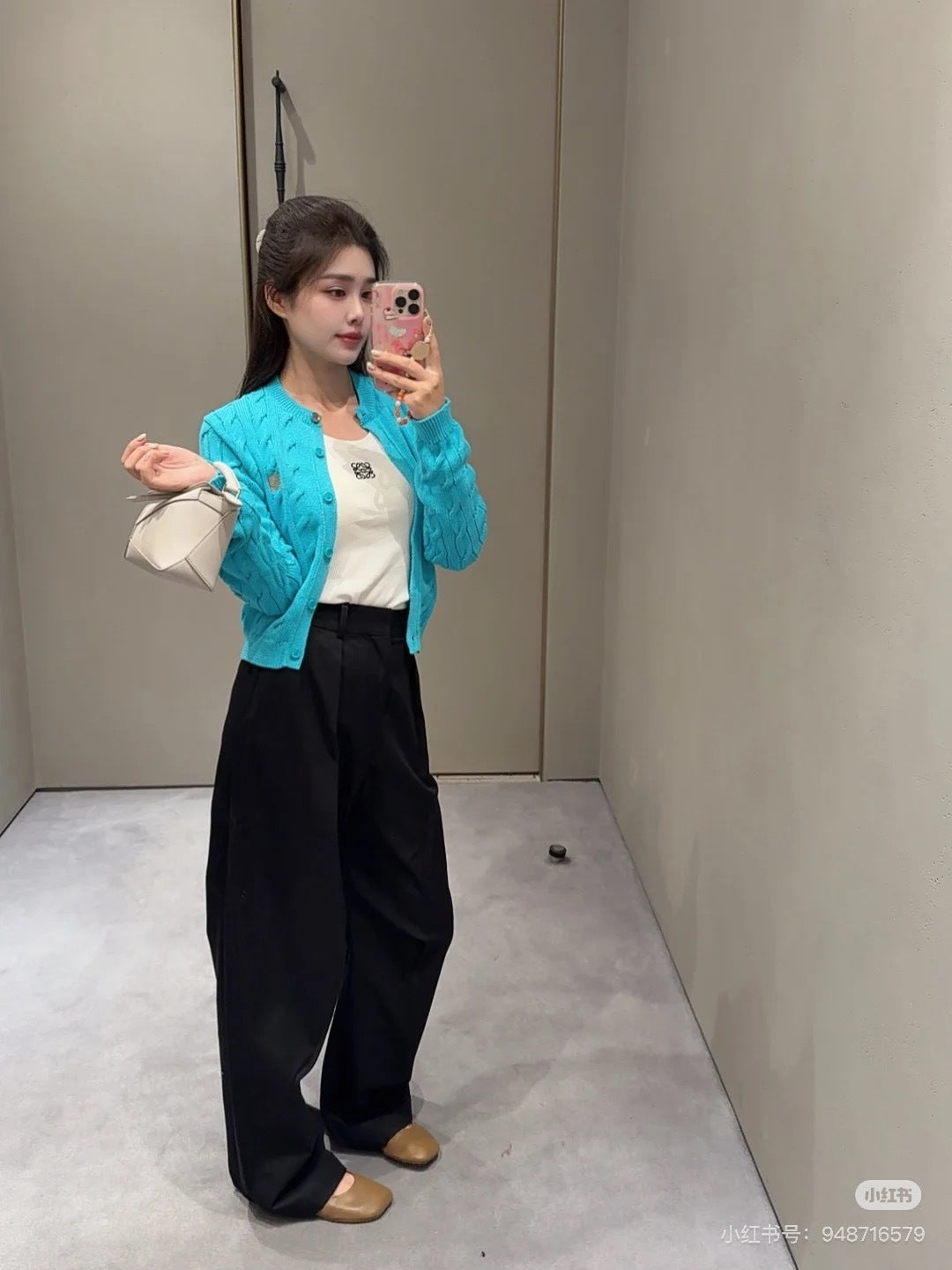 Cle 25fw Turquoise knit cardigan