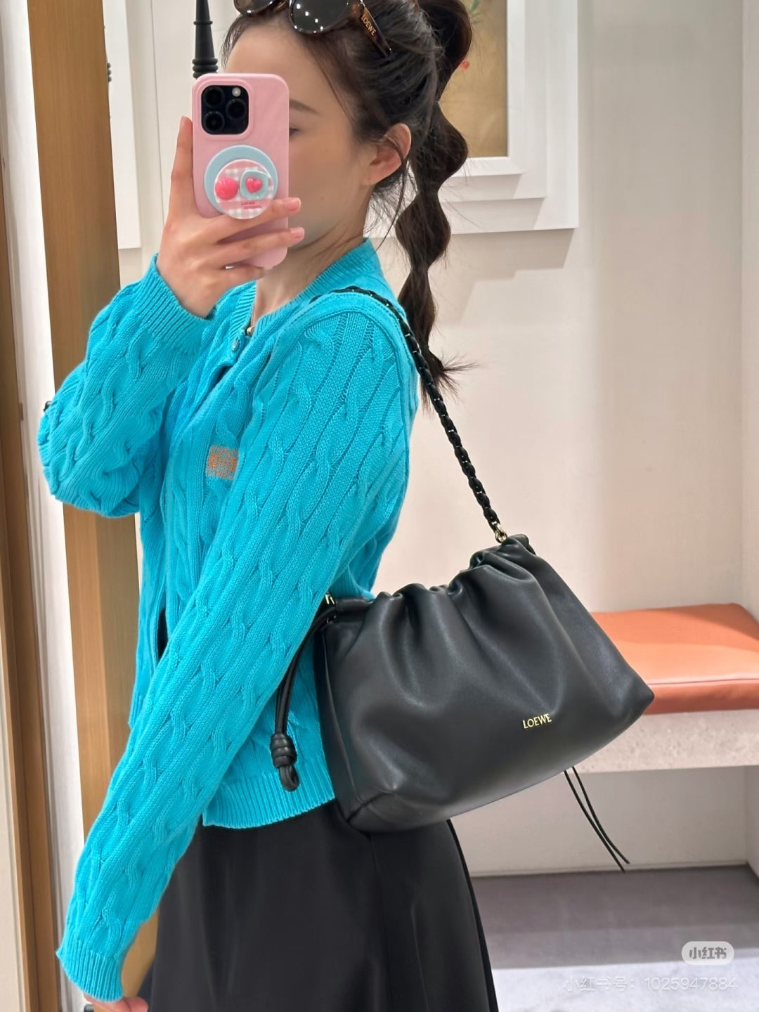 Cle 25fw Turquoise knit cardigan