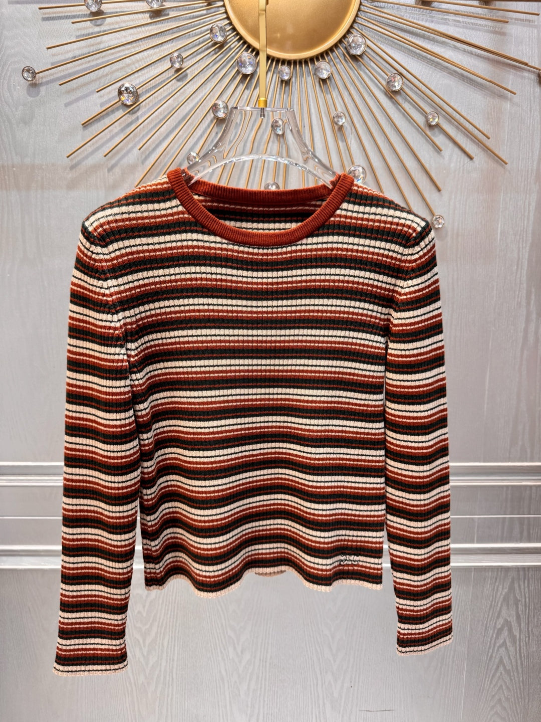 Cle 25fw Brownish-red knitted cardigan