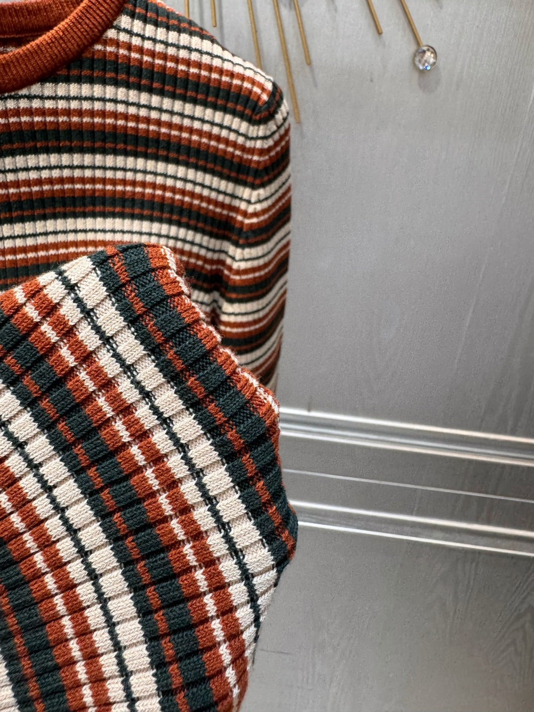 Cle 25fw Brownish-red knitted cardigan