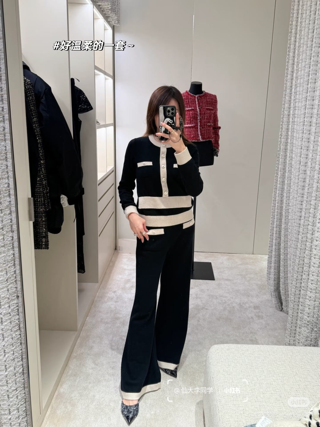 Cha 25fw Off-white cashmere knit set