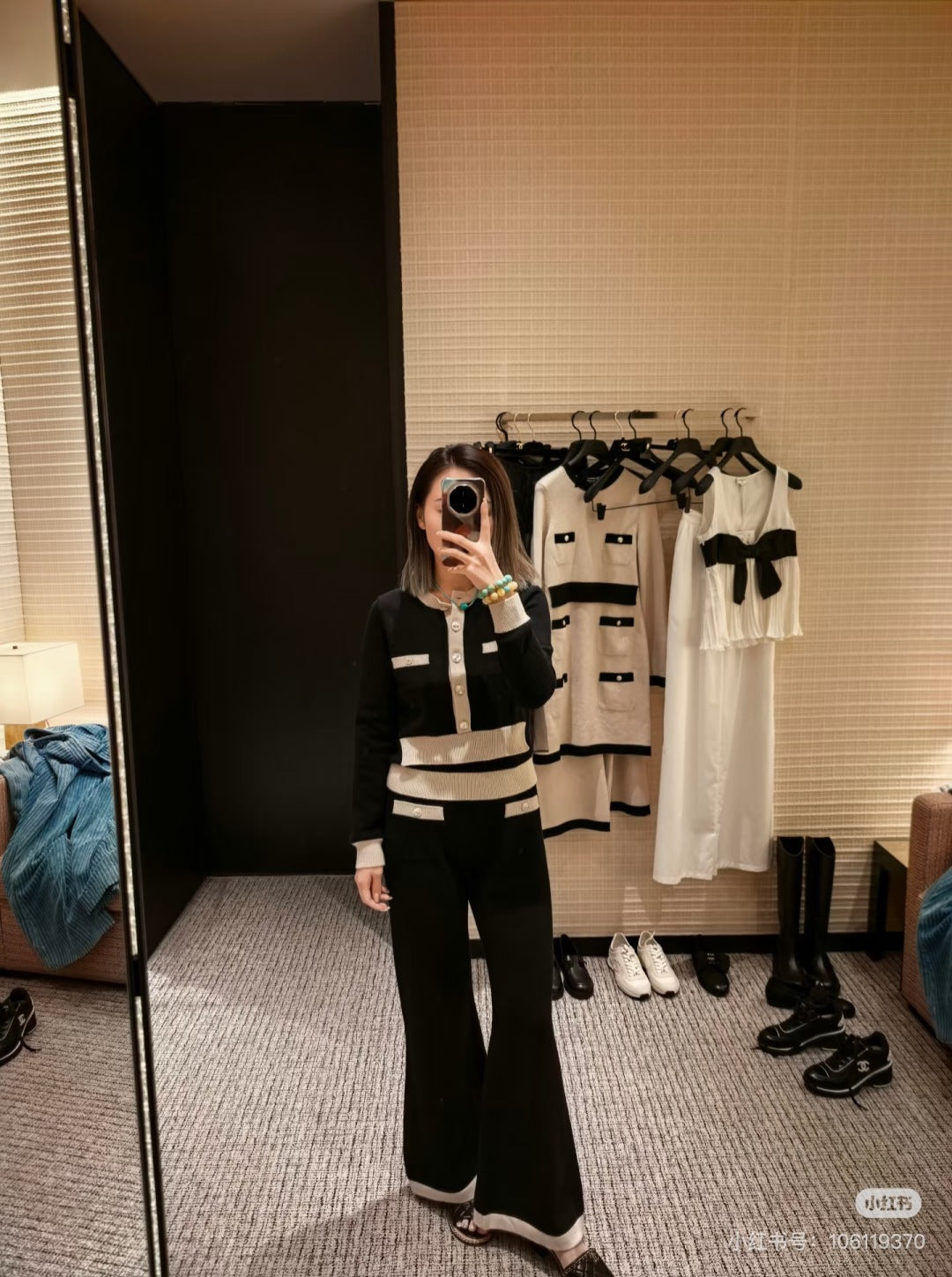 Cha 25fw Off-white cashmere knit set