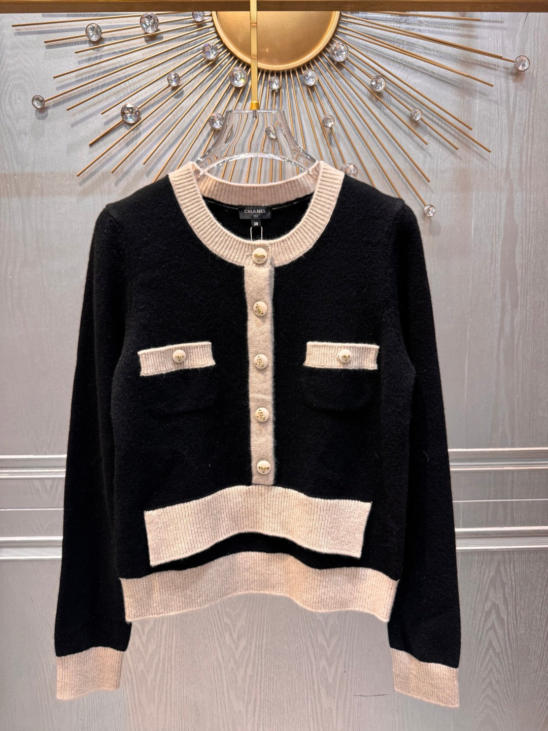 Cha 25fw Off-white cashmere knit set