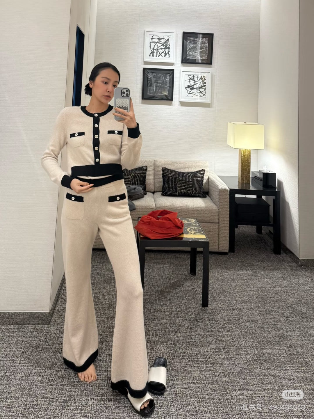 Cha 25fw White cashmere knit set