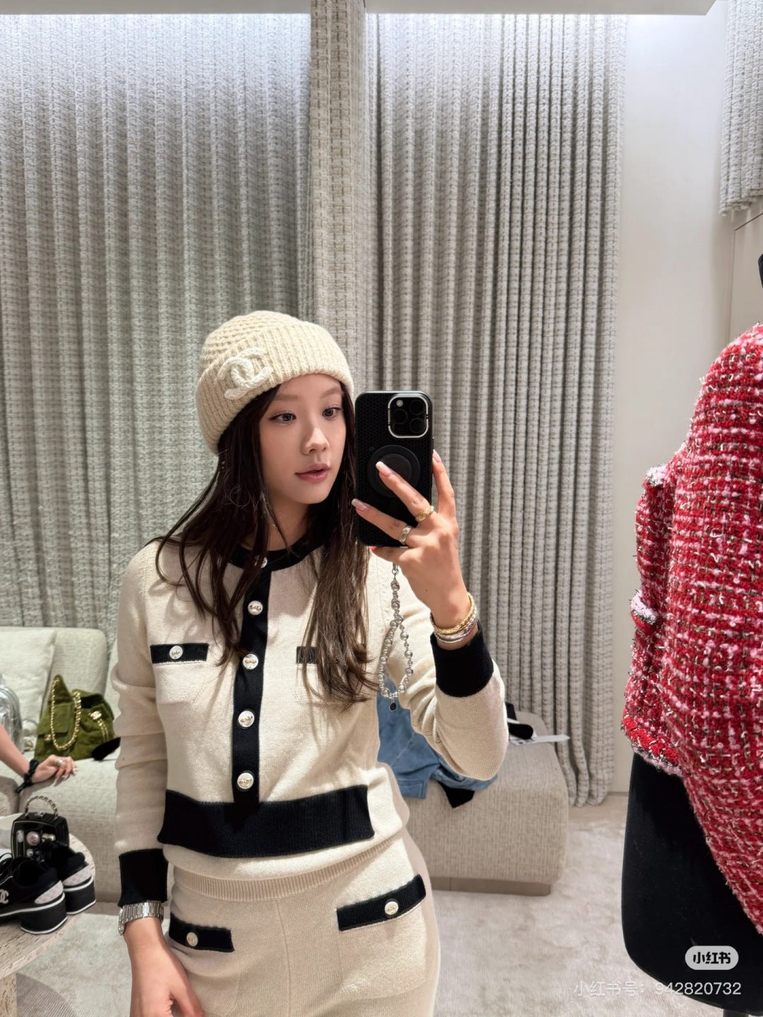 Cha 25fw White cashmere knit set