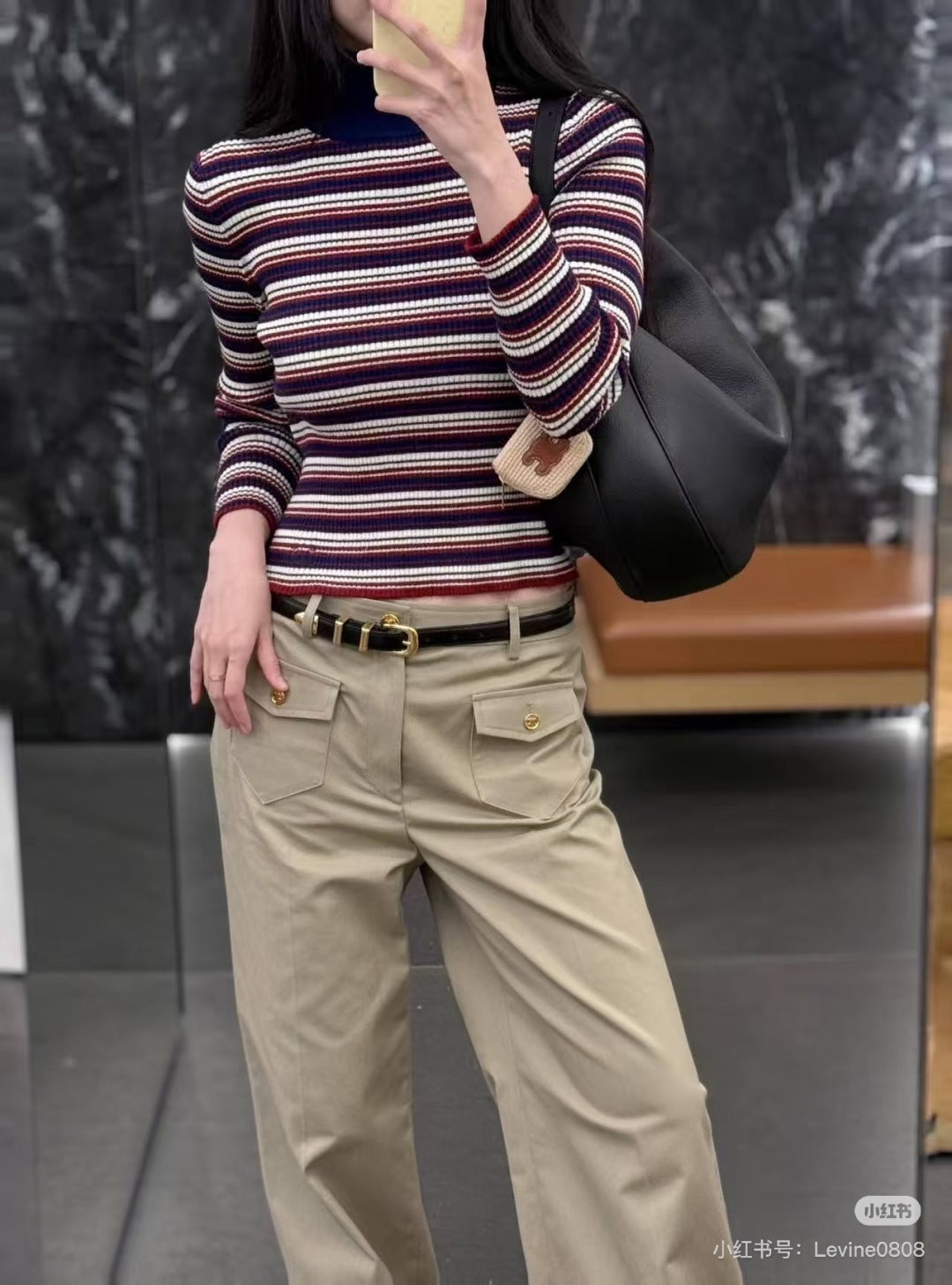 Cel 25fw Striped red, white and blue knit top