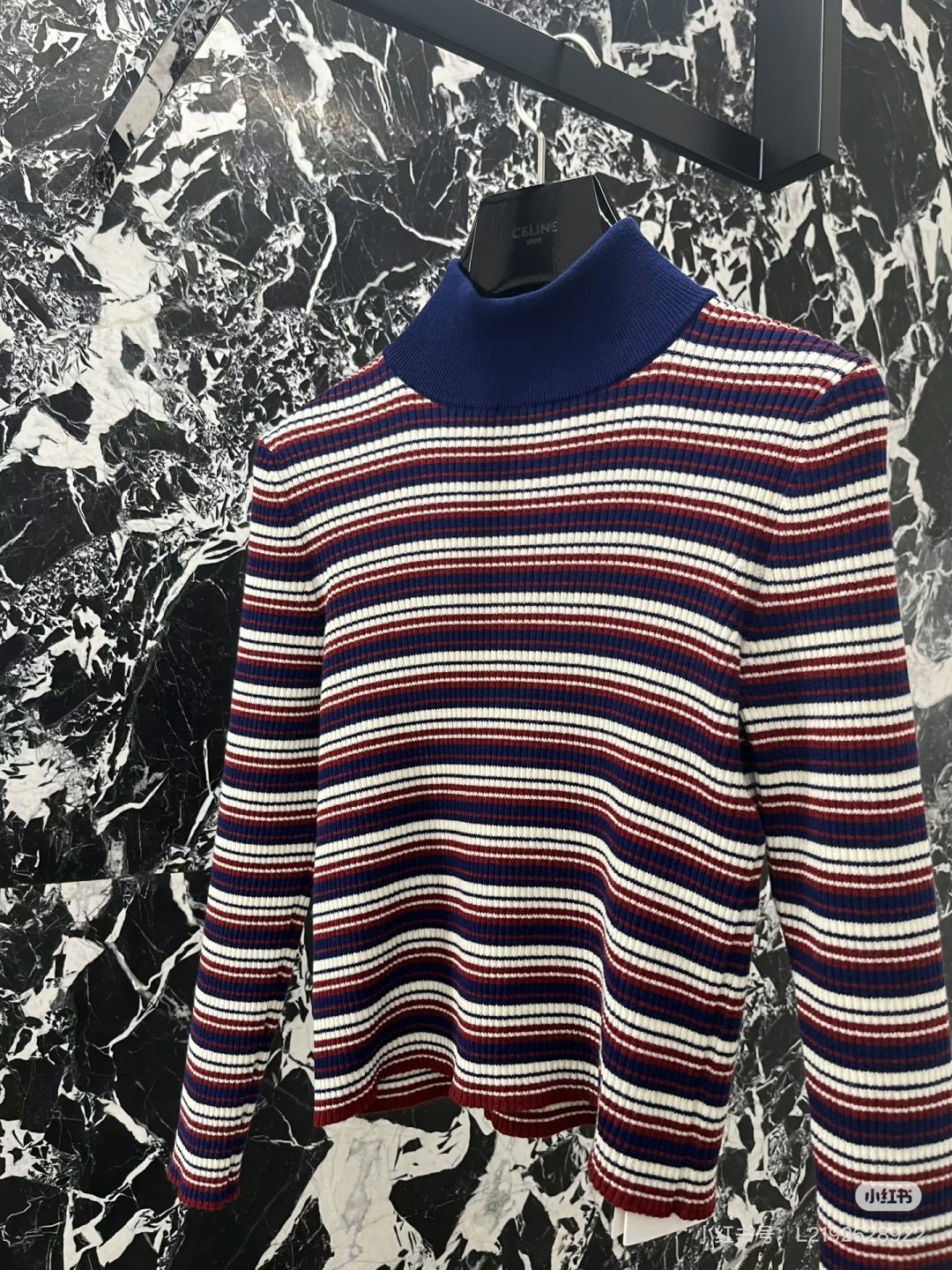 Cel 25fw Striped red, white and blue knit top