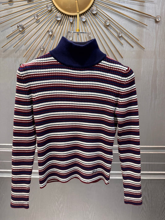 Cel 25fw Striped red, white and blue knit top