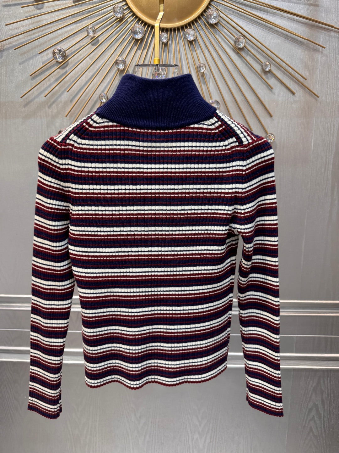 Cel 25fw Striped red, white and blue knit top