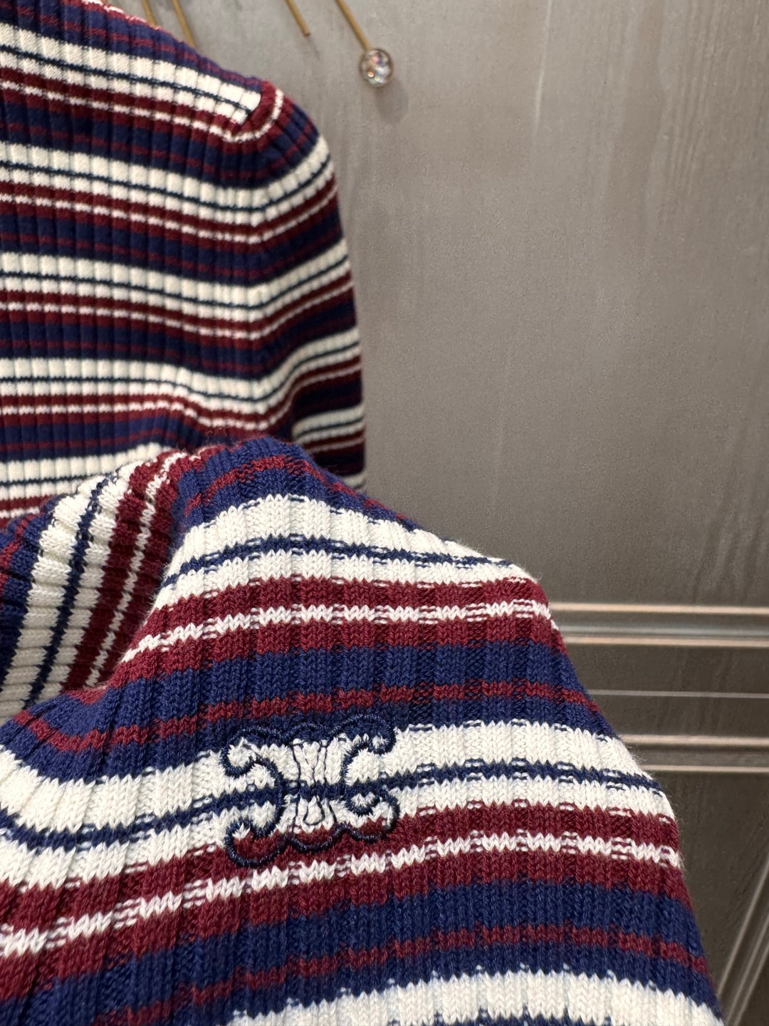 Cel 25fw Striped red, white and blue knit top