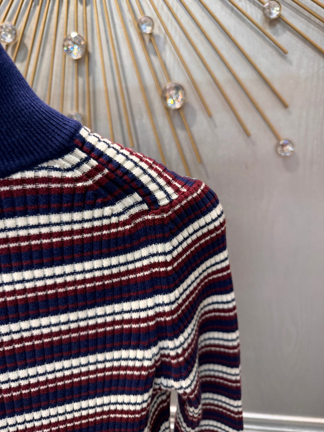 Cel 25fw Striped red, white and blue knit top